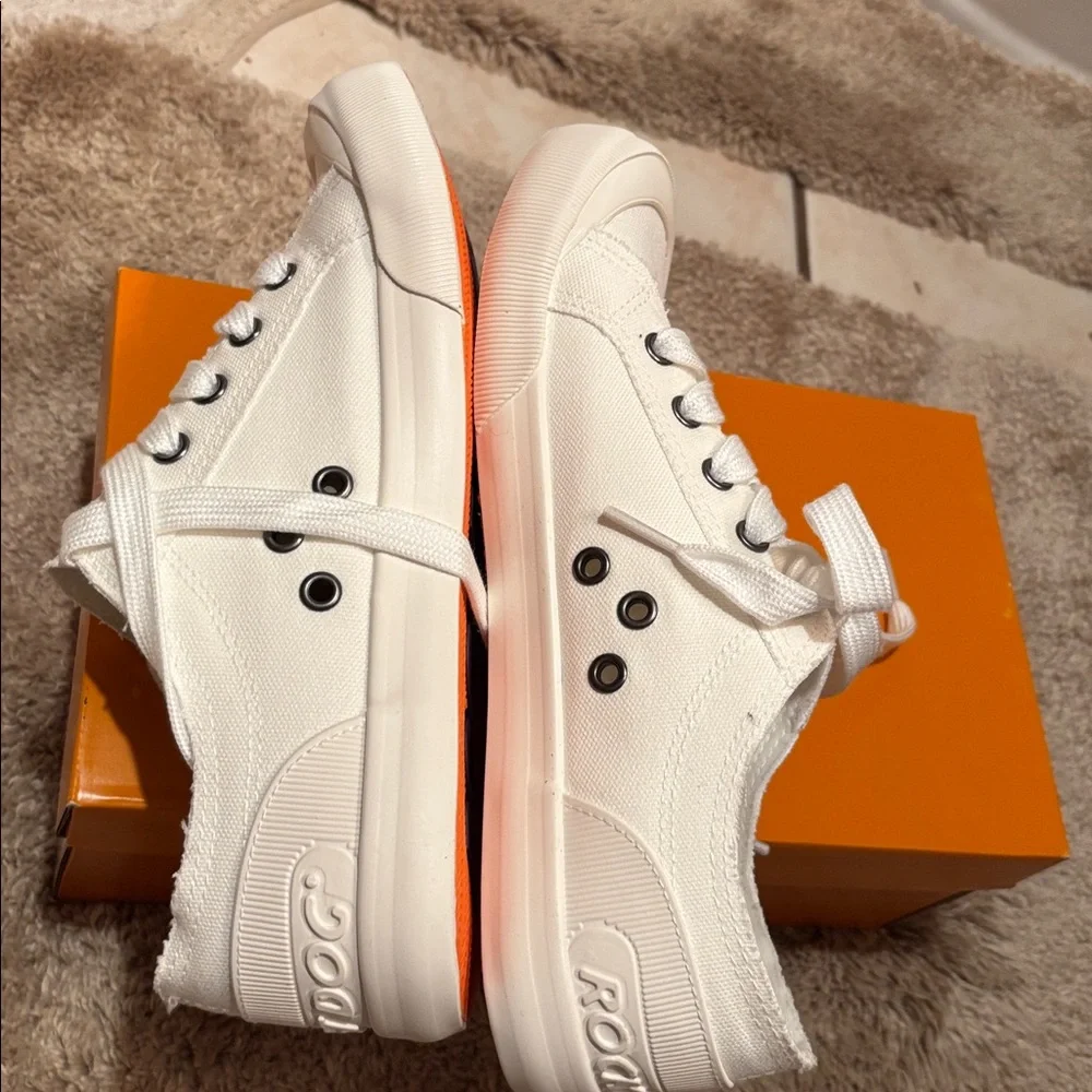 NWT ROCKET DOG Jazzin White Canvas Sneakers tennis shoes 8.5 - Picture 5 of 12